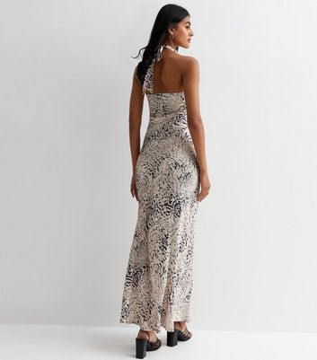 Snake print store backless dress