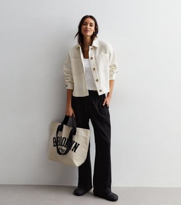 Stone Cotton Pocket Front Crop Shacket | New Look