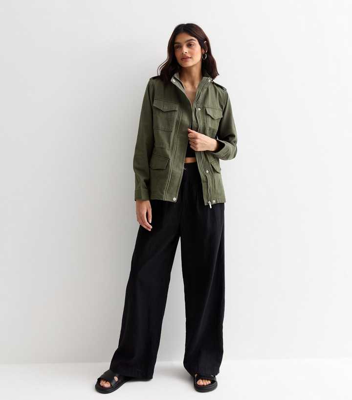 khaki cotton jacket women's