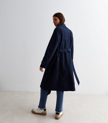 Navy Belted Trench Coat New Look