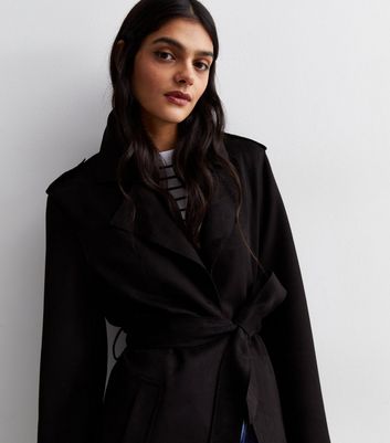 New look shop black duster coat