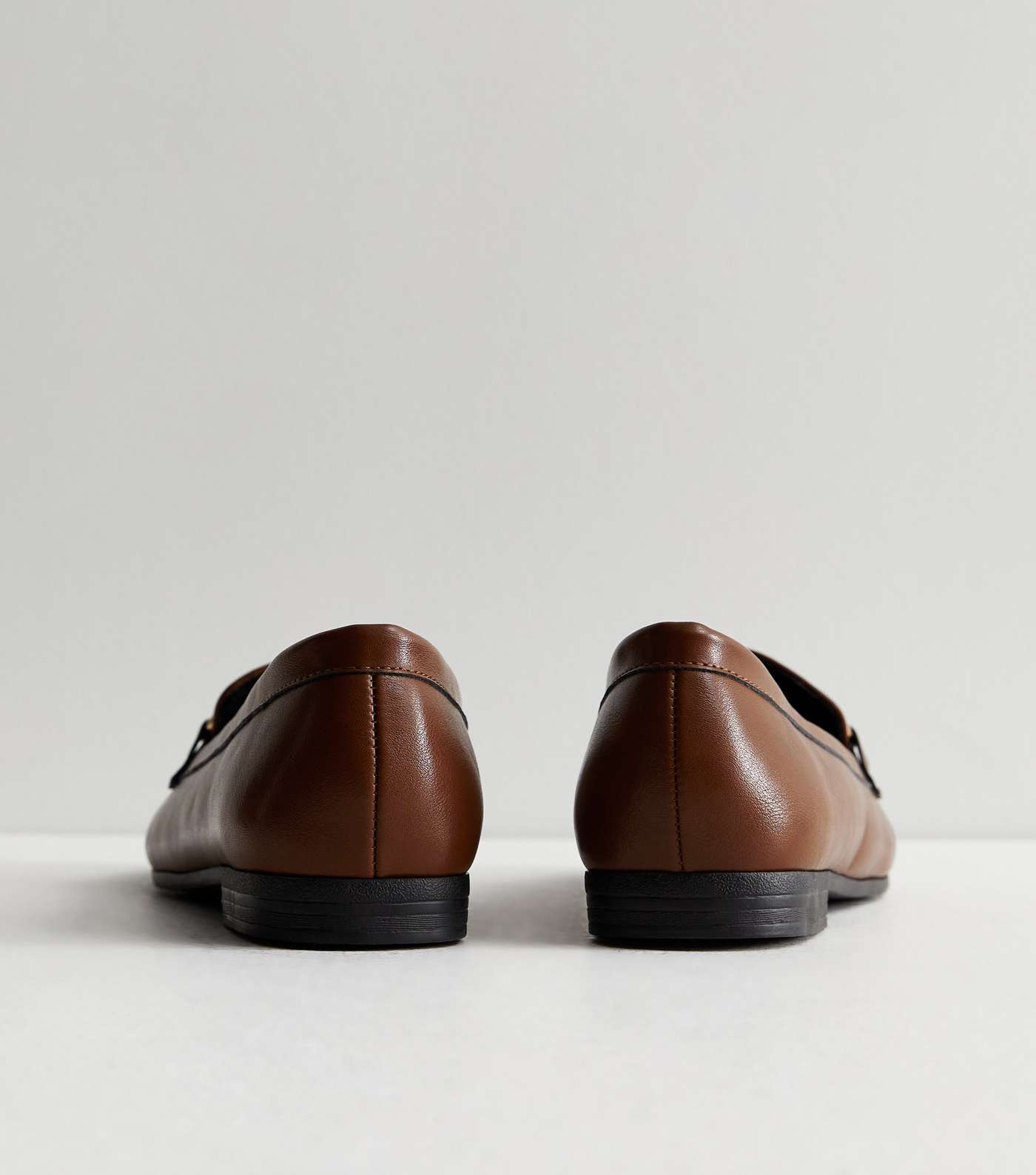 Dark Brown Leather-Look Snaffle Trim Loafers Image 4