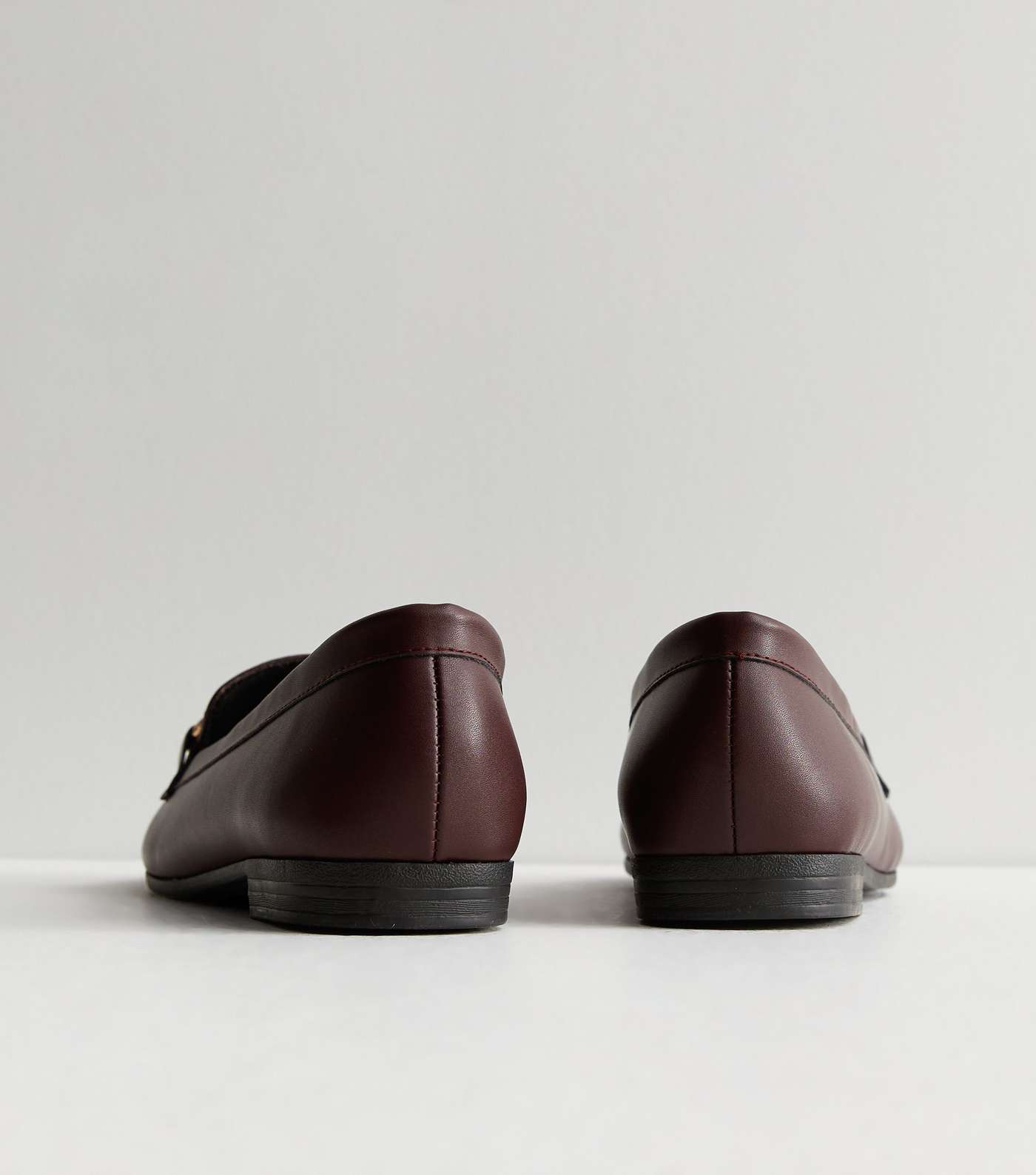 Burgundy Leather-Look Snaffle Trim Loafers Image 4