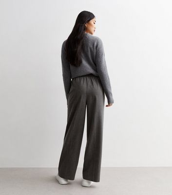 grey high waist tailored trousers