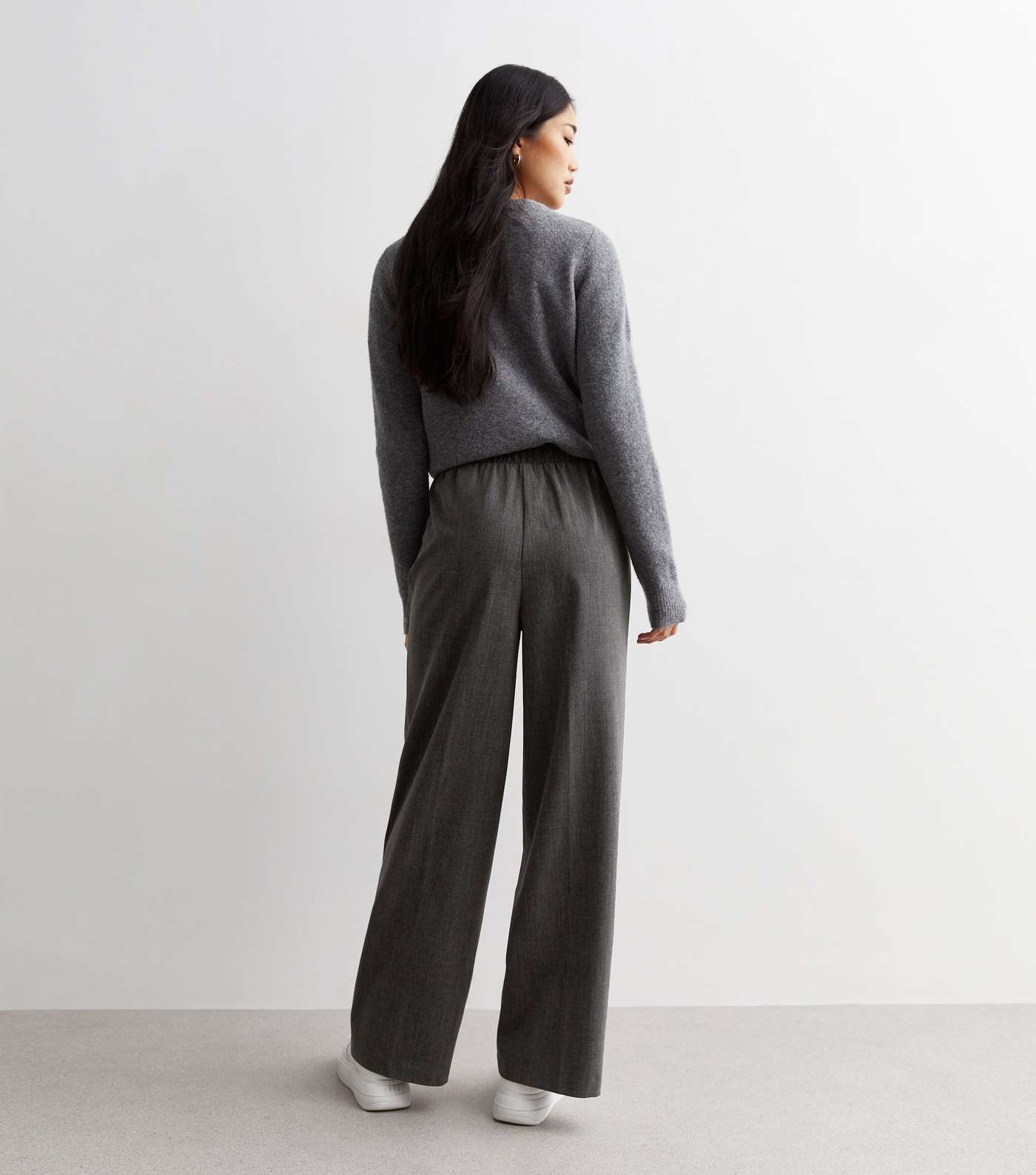Grey High Waist Tailored Trousers Image 3