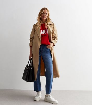Stone Belted Duster Mac New Look
