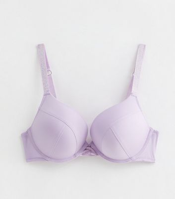 Lilac Diamanté Strap Boost Bra New Look