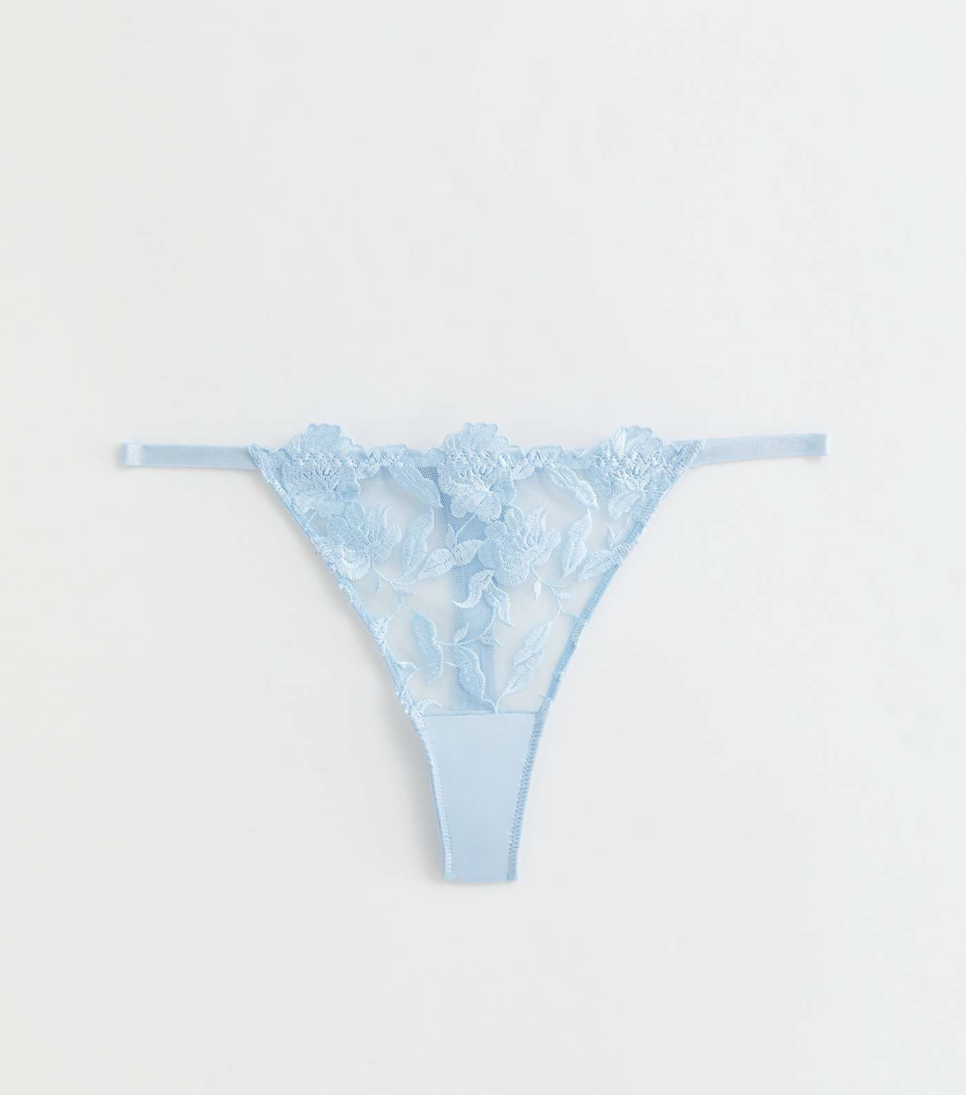Pale Blue Floral Embroidered Thong Image 5