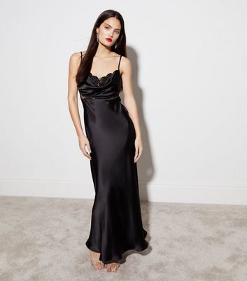 Black shop satin maxi