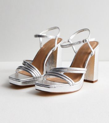 Metallic high heel sandals best sale