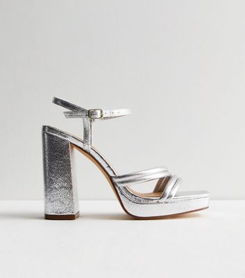 Silver platform hot sale block heel sandals