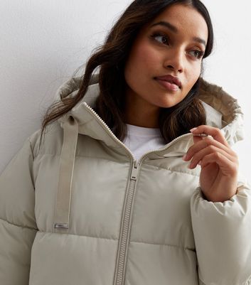 Cream store hooded puffer