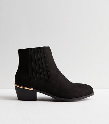 Black Suedette Block Heel Western Boots | New Look