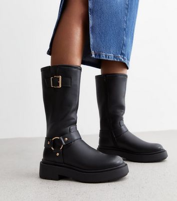 Black biker boots new look online