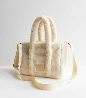 Cream Faux Fur Cross Body Bag