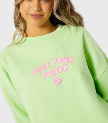 Skinnydip Green Disney Bad Apple Logo Sweatshirt New Look