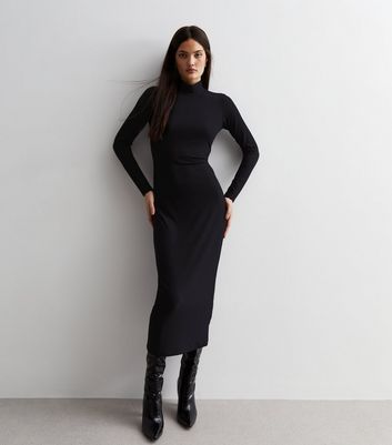 Midi jersey outlet dress with sleeves