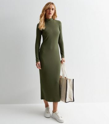 Khaki jersey maxi hot sale dress