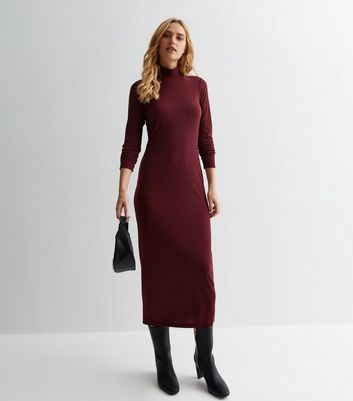 Burgundy Jersey Long Sleeve Midaxi Dress New Look