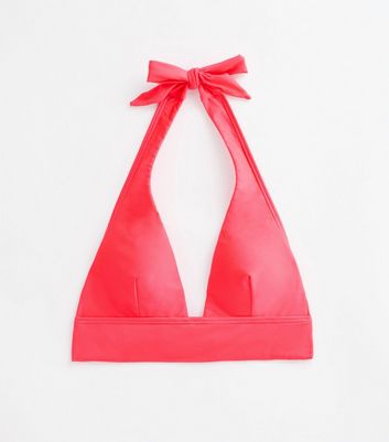 Red Halter-Neck Bikini Top New Look