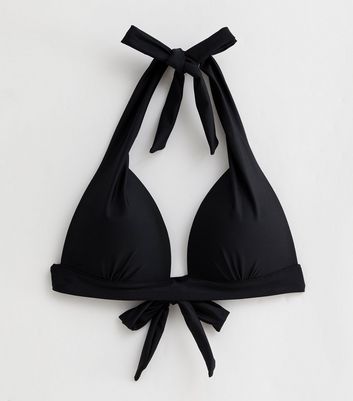 Black Moulded Triangle Bikini Top New Look