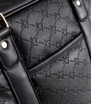 Black Embossed Leather Look Weekend Bag New Look