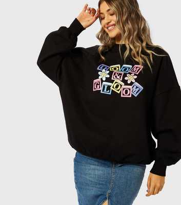 Skinnydip Black Doom and Gloom Logo Oversized Sweatshirt
