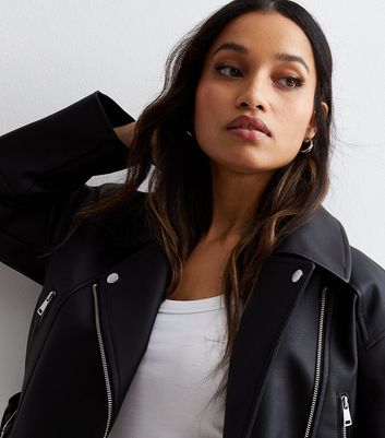 Petite real shop leather biker jacket