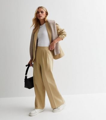 Petite Camel High Waist Tailored Trousers New Look