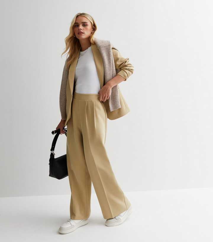 Petite Camel High Waist Tailored Trousers