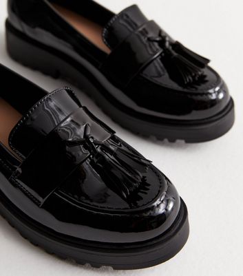 Black patent platform loafers on sale