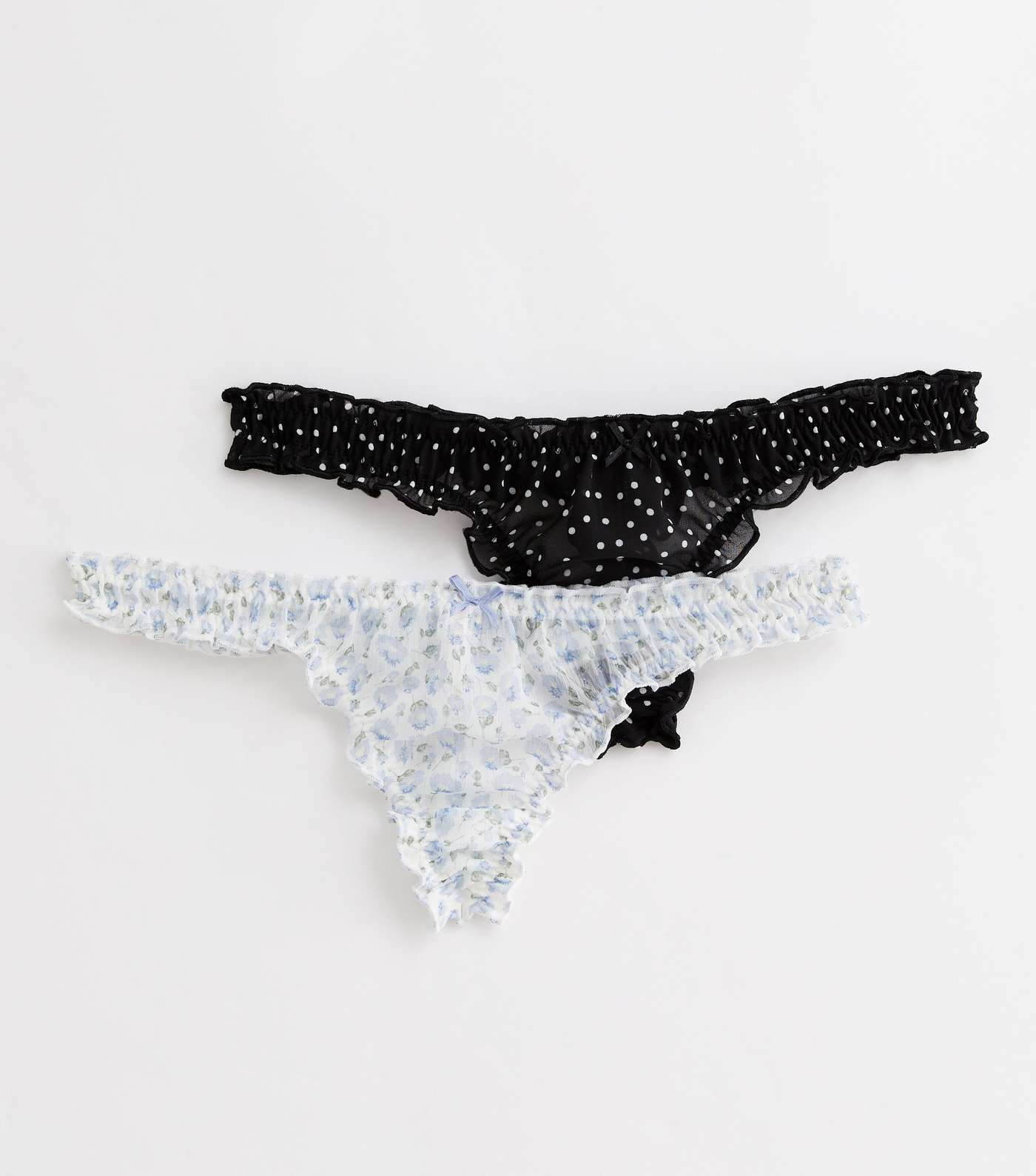 2 Pack Black and Blue Floral Spot Thongs Image 5