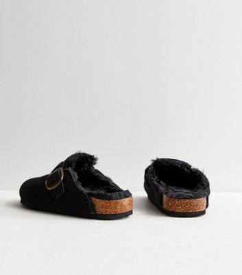 Black faux fur lined slip best sale on plimsolls