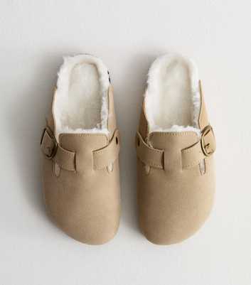 Camel Faux Fur Lined Mules