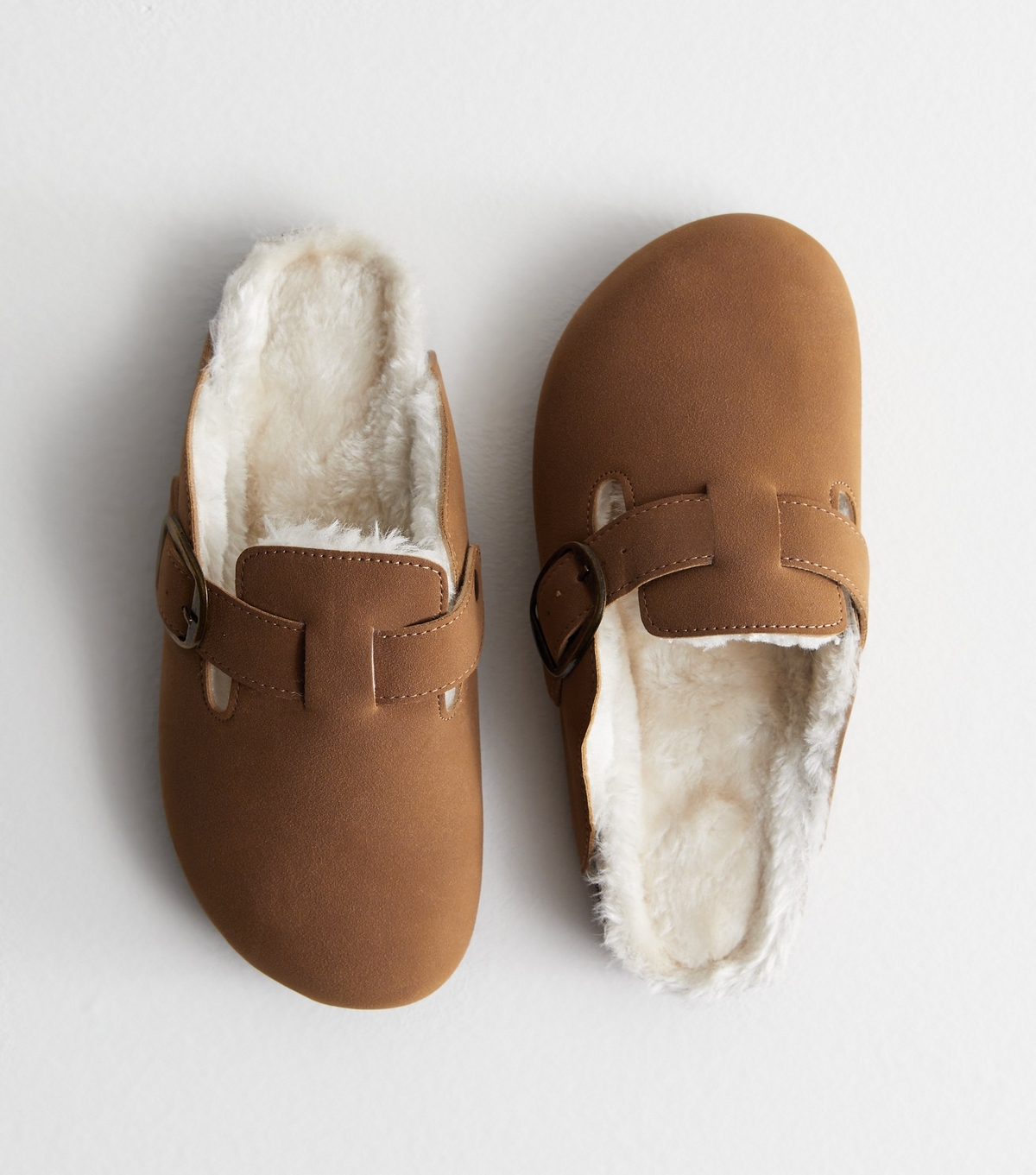 Women's Tan Faux Fur Lined Mules New Look