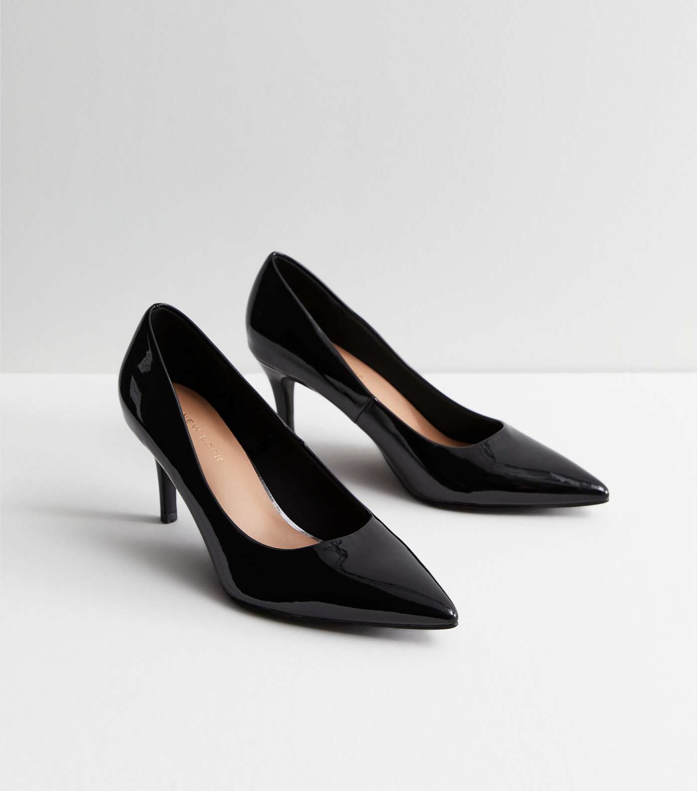 Black Patent Stiletto Heel Court Shoes Image 4