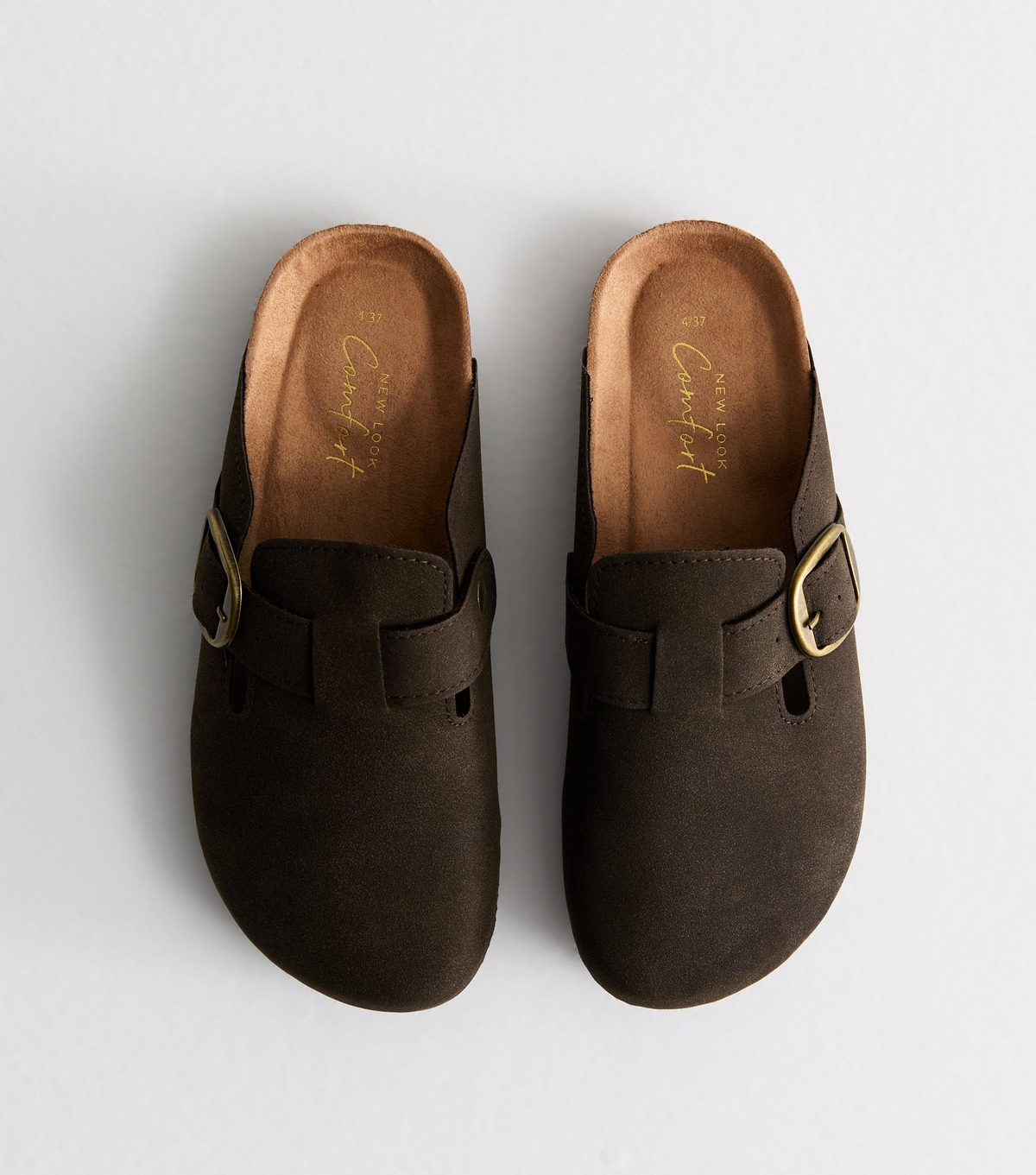 Women's Dark Brown Suedette Mules New Look