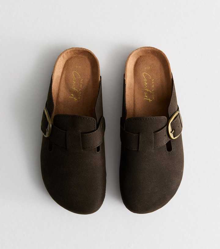 Dark Brown Suedette Mules