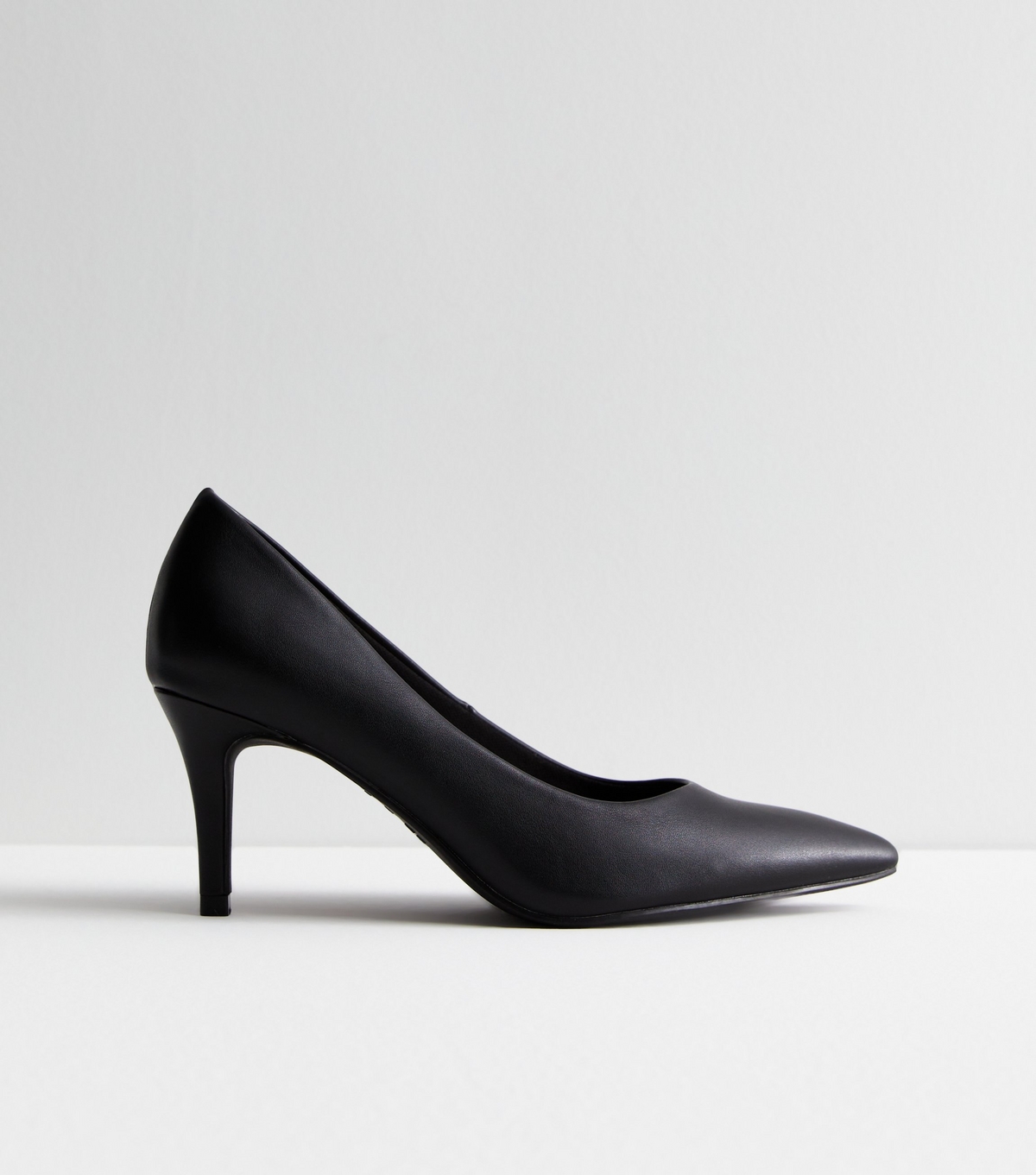 Women's Black Leather-Look Pointed Stiletto Heel Court Shoes New Look
