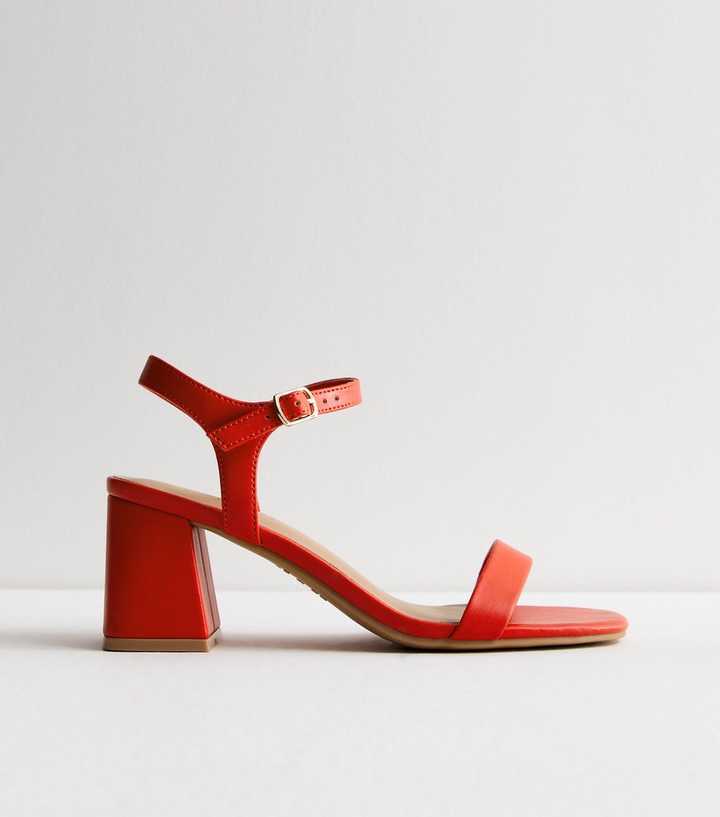 Red Patent Block Heel Sandals 