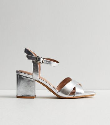 Silver low hotsell heel sandals uk