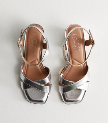 Comfortable silver discount sandals low heel