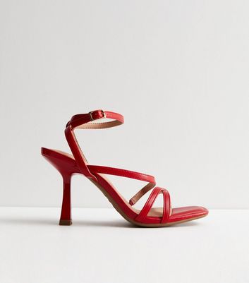 Red Leather-Look Strappy Stiletto Heel Sandals New Look