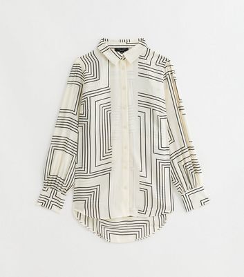 Petite Off White Maze Print Longline Shirt New Look