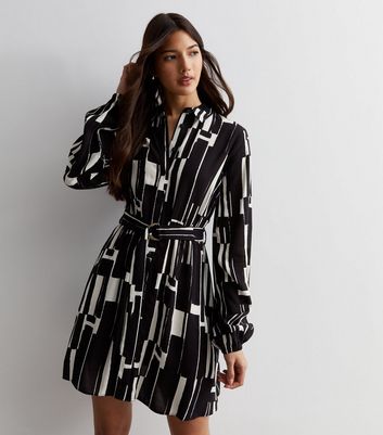 Niche Geometric Printed Shirt Dress
