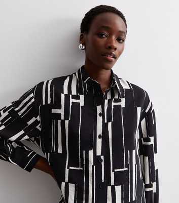 Tall Black Abstract Print Longline Shirt
