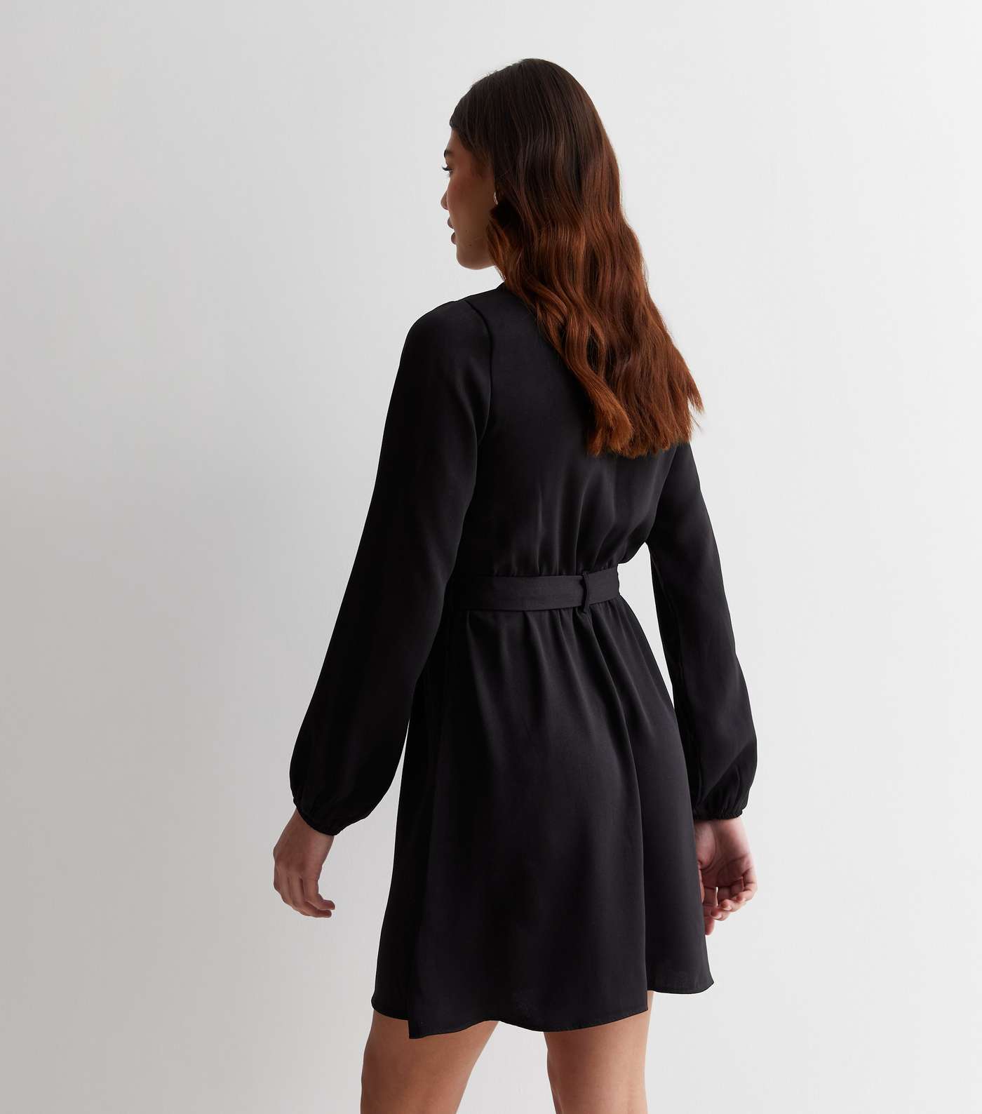 Tall Black Belted Mini Shirt Dress Image 4