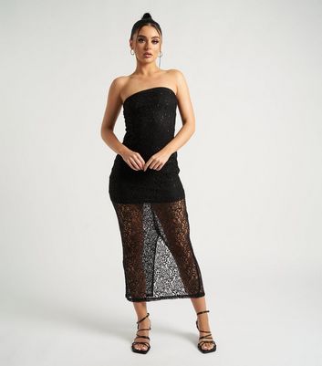 Black lace bandeau outlet dress