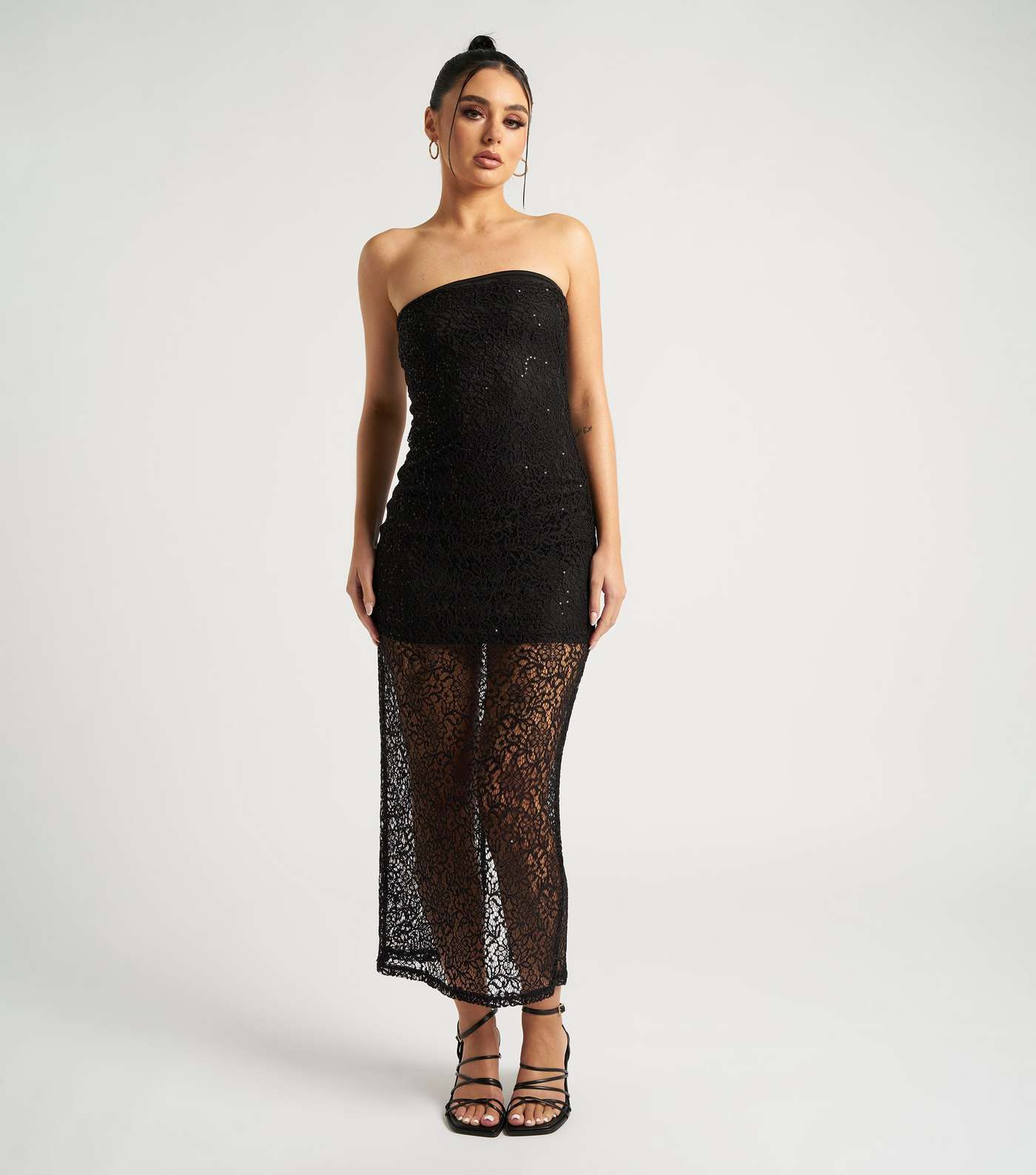 Urban Bliss Black Sequin Lace Bandeau Midaxi Dress Image 2