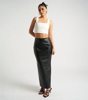 Urban Bliss Black Leather Look Maxi Skirt New Look